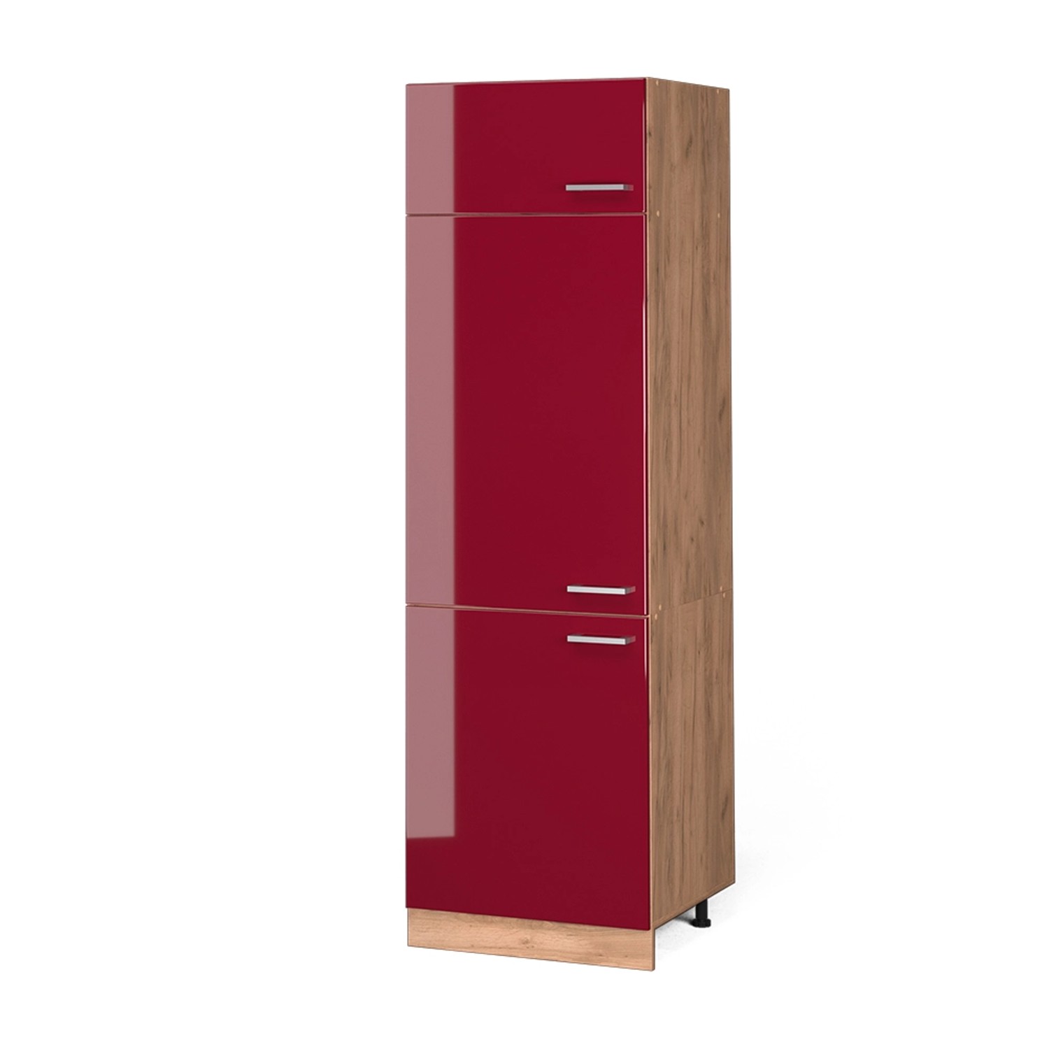 Vicco Kühlumbauschrank R-Line, Bordeaux Hochglanz/Goldkraft Eiche, günstig online kaufen