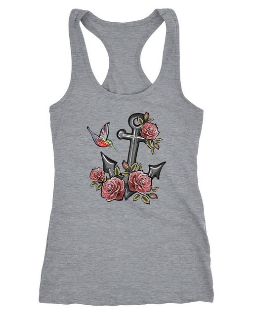 Neverless Tanktop Damen Tank-Top Anker Rosen Patch Tropical Anchor Stick-Op günstig online kaufen