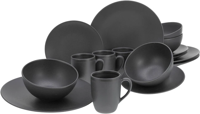 CreaTable Kombiservice »Geschirr-Set Soft Touch Black«, (Set, 16 tlg., Kaff günstig online kaufen