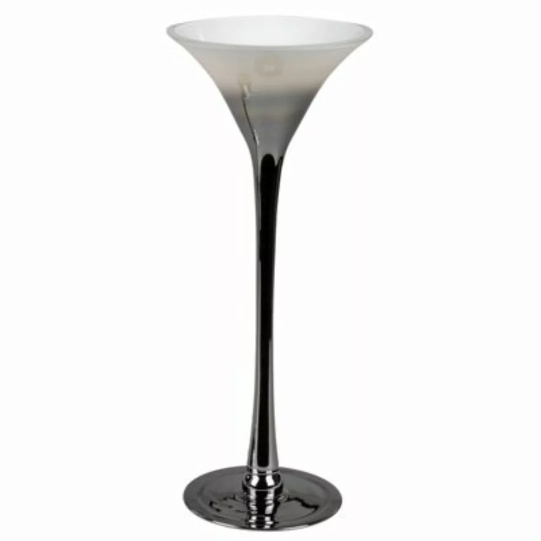 Kerzenleuchter Glas 40cm Metallic-Weiß weiß günstig online kaufen
