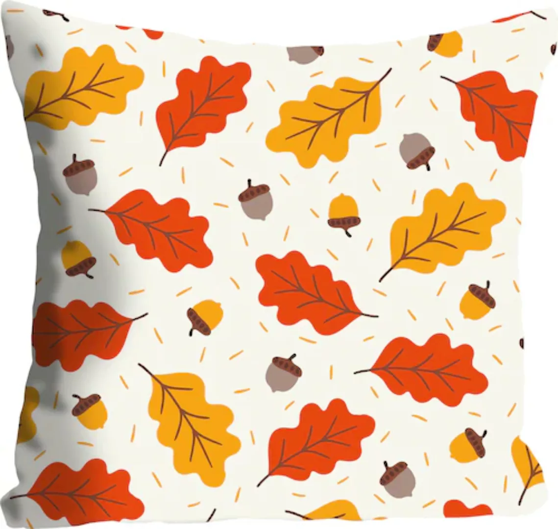 queence Dekokissen »Sakira«, (1 St.), mit orangenen Herbstlaub, Kissenhülle günstig online kaufen
