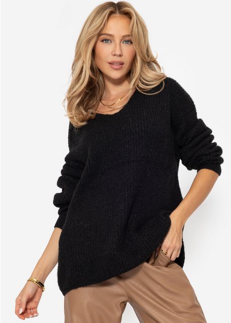 SASSYCLASSY Strickpullover Oversize Pullover Damen mit V-Ausschnitt Elegant günstig online kaufen