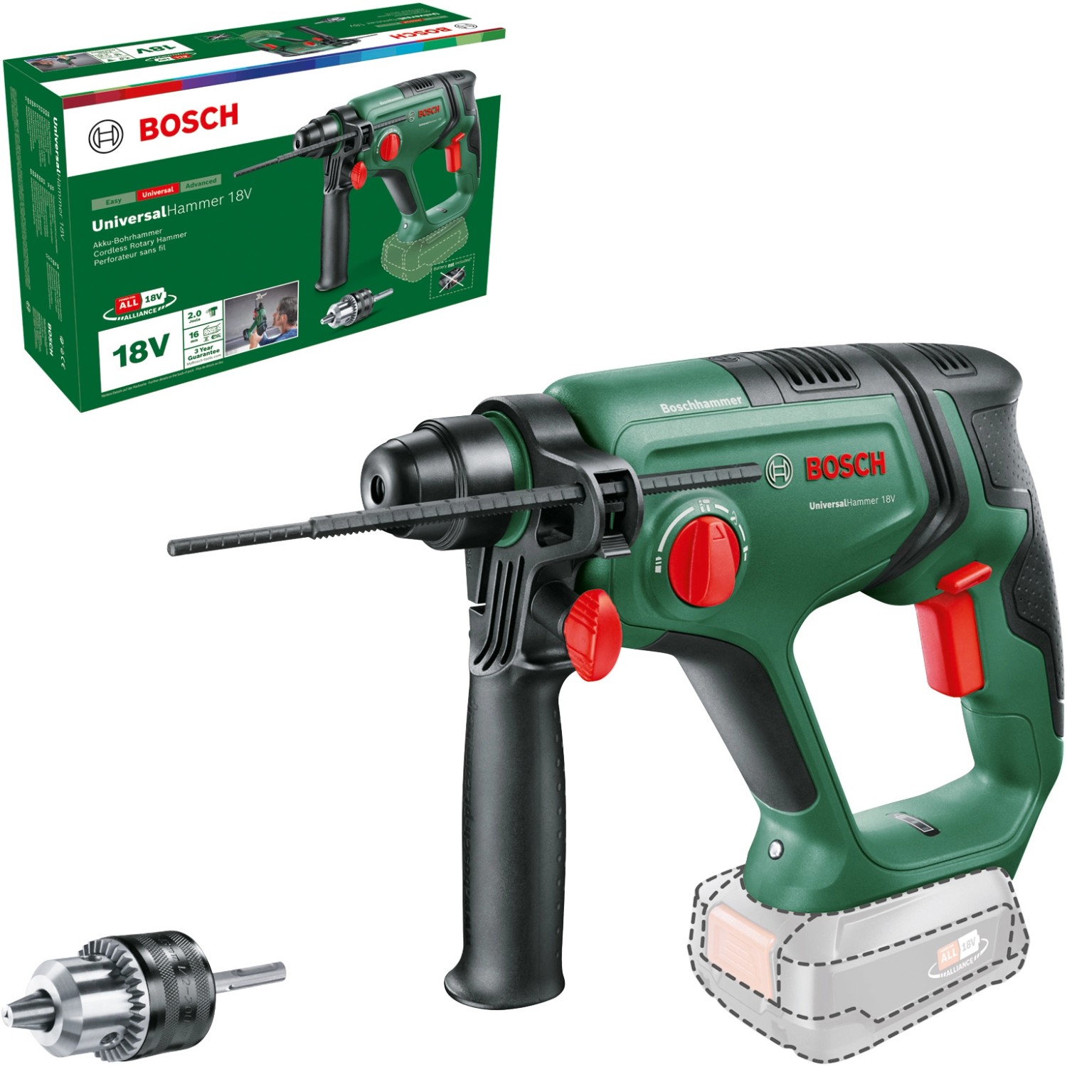 Bosch 18 V Akku-Bohrhammer Bosch Universal Hammer 18V Solo günstig online kaufen