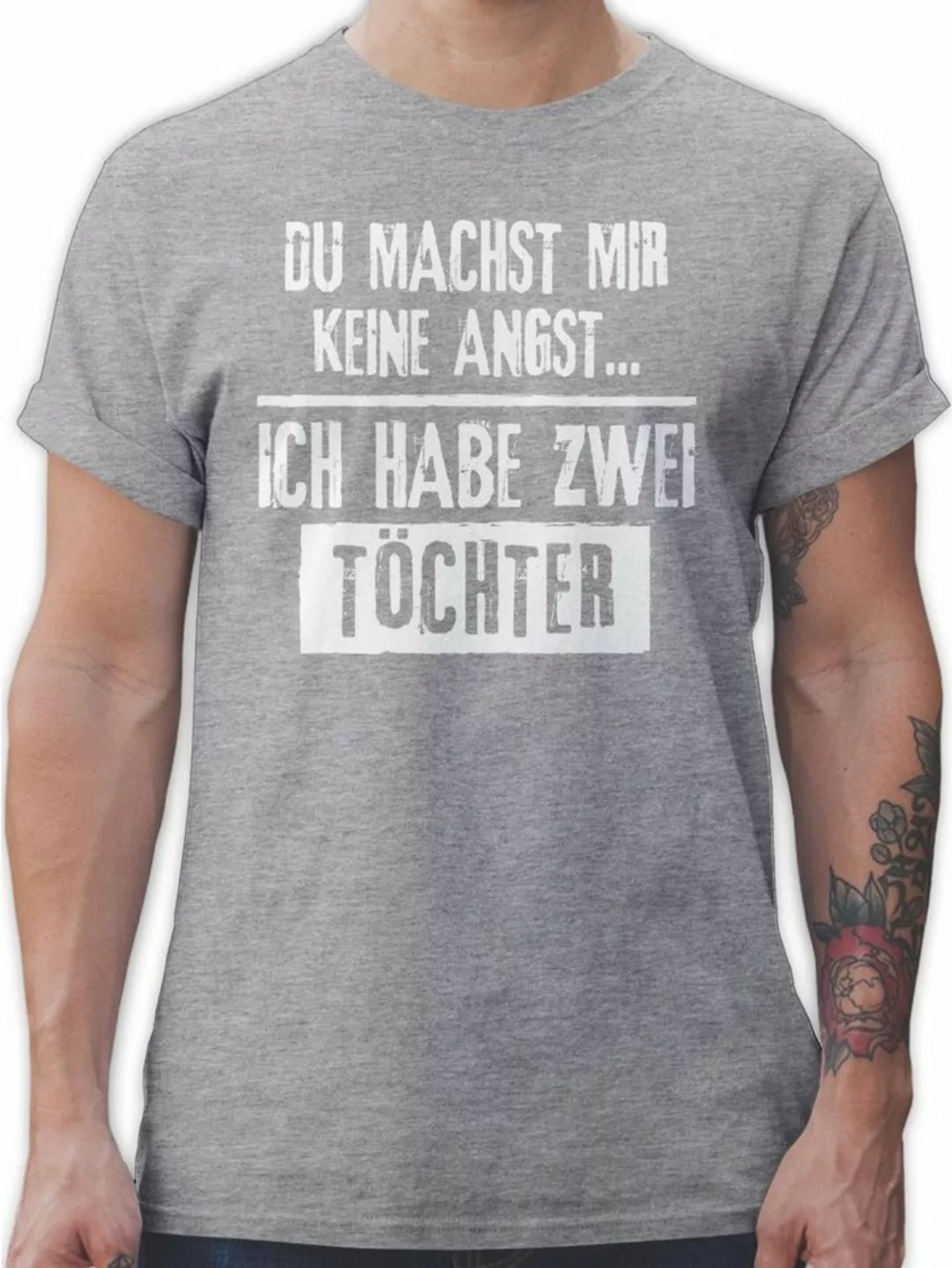 Shirtracer T-Shirt Du machst mir keine Angst - Ich habe 2 Töchter Vatertag günstig online kaufen