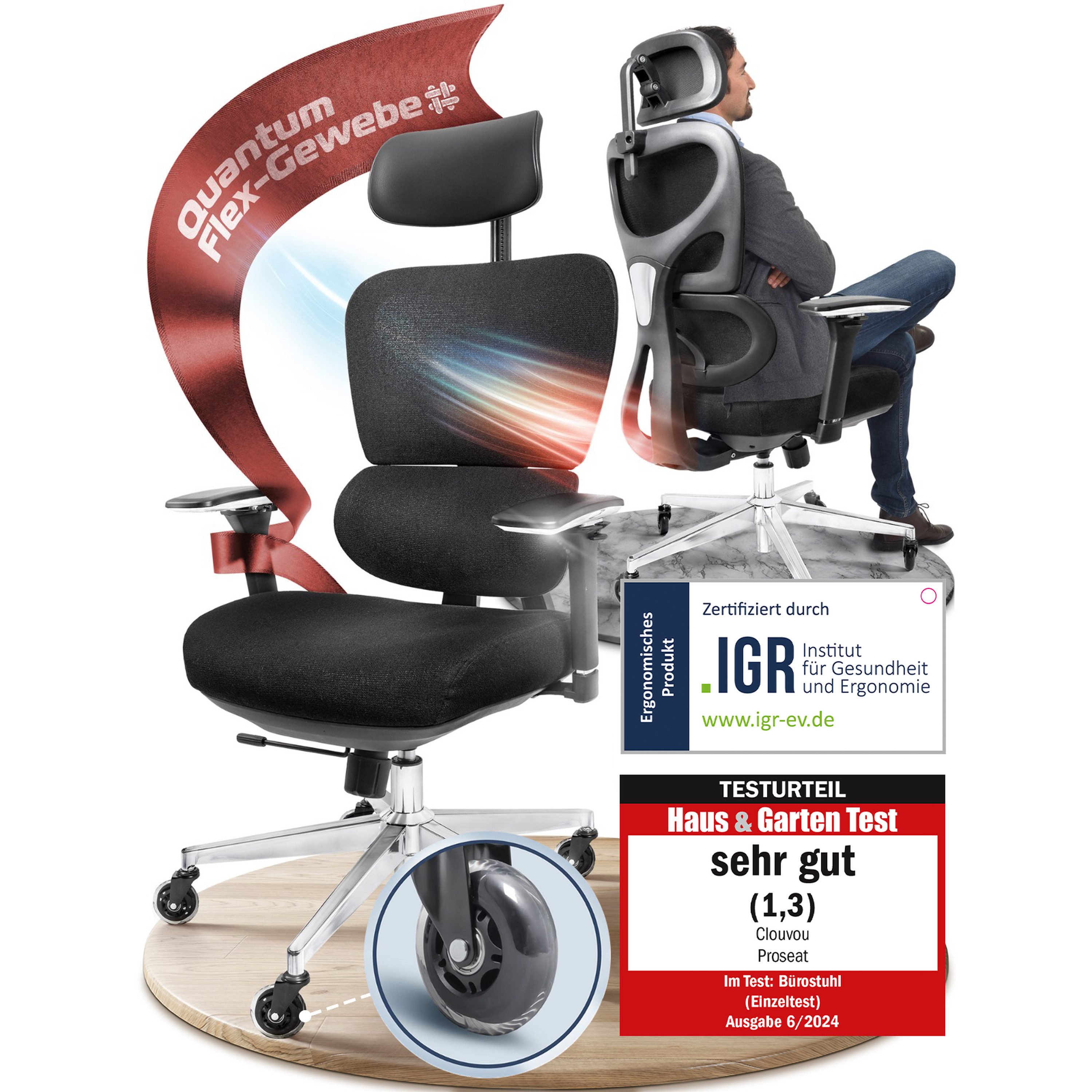 CLOUVOU Bürostuhl ProSeat, ergonomischer Schreibtischstuhl, Gaming günstig online kaufen