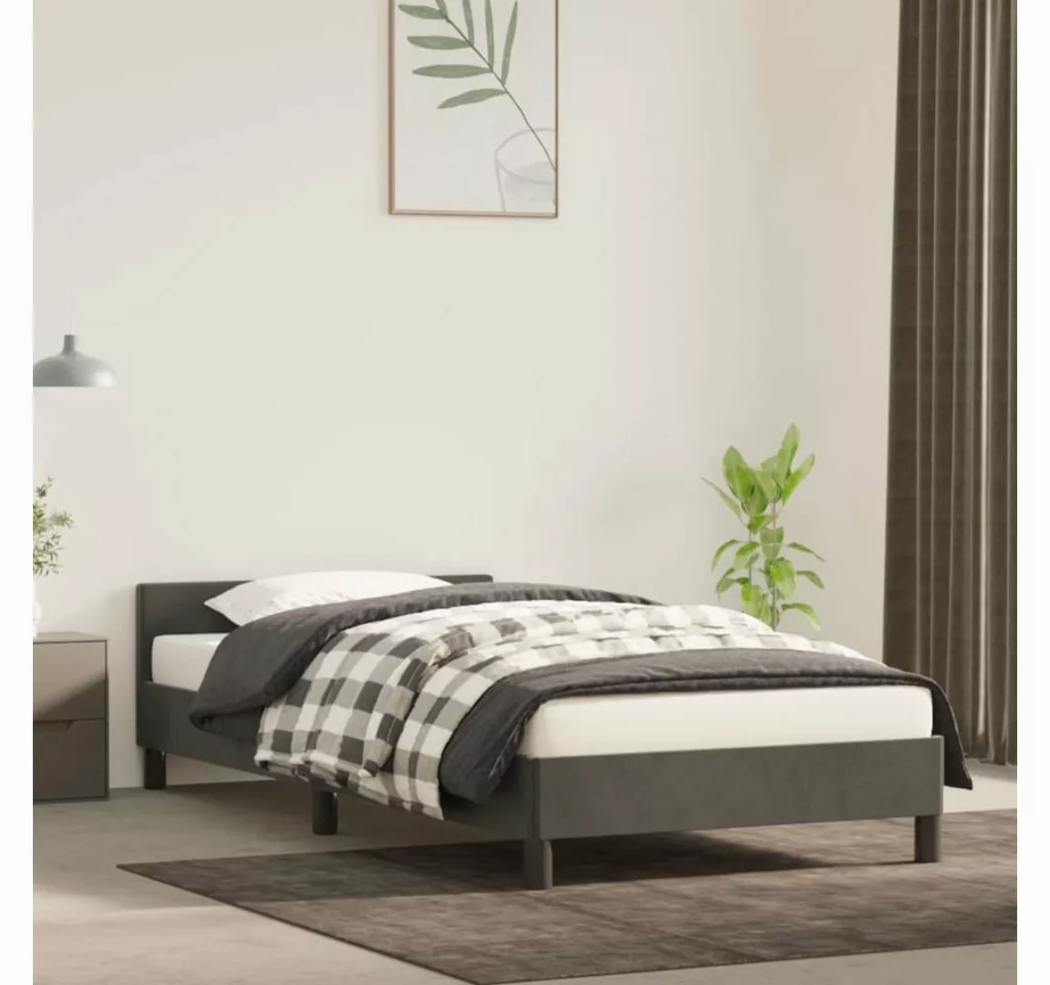 furnicato Bett Bettgestell mit Kopfteil Dunkelgrau 90x190 cm Samt günstig online kaufen