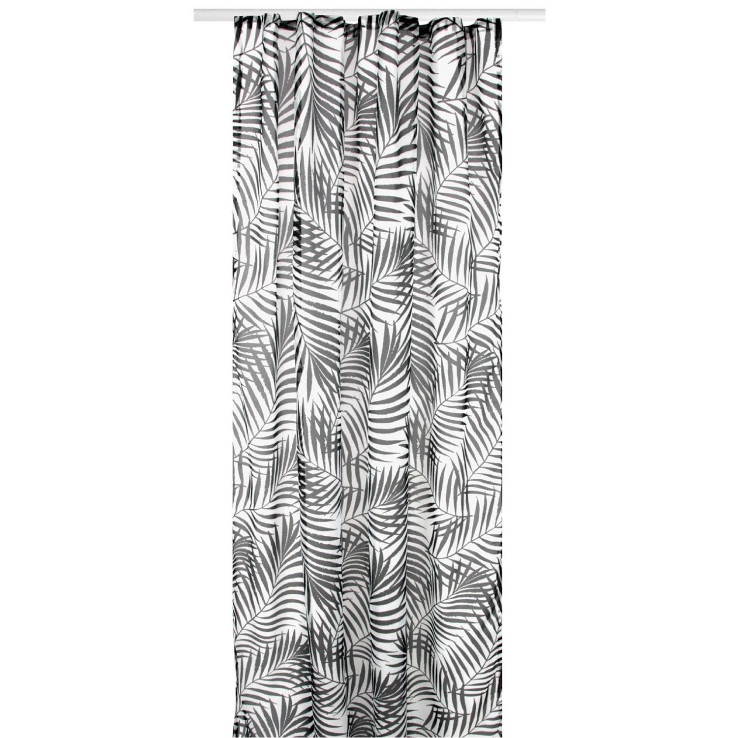 Arsvita Gardine 140 cm x 245 cm Voile mit Druck Schwarz Weiß Universalband günstig online kaufen