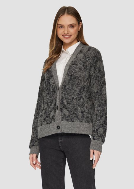 s.Oliver Strickjacke Gemusterter Cardigan mit Glitzergarn Glitzergarn günstig online kaufen