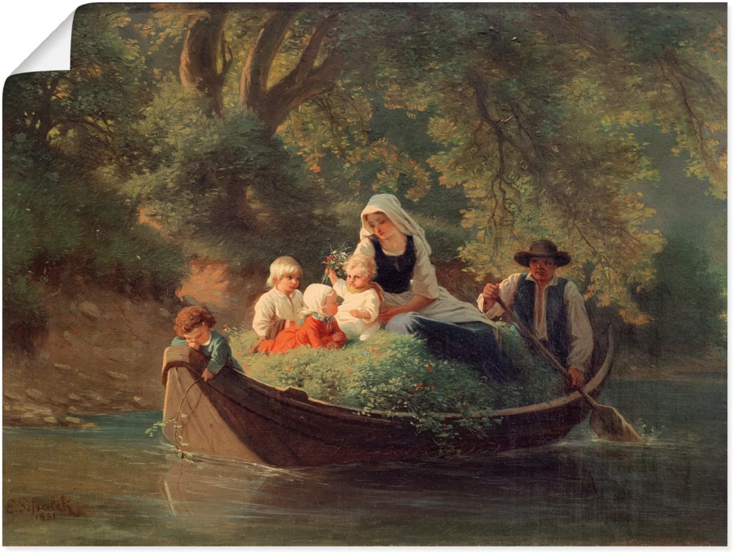Artland Wandbild "Bauernfamilie in einem Boot", Gruppen & Familien, (1 St.) günstig online kaufen