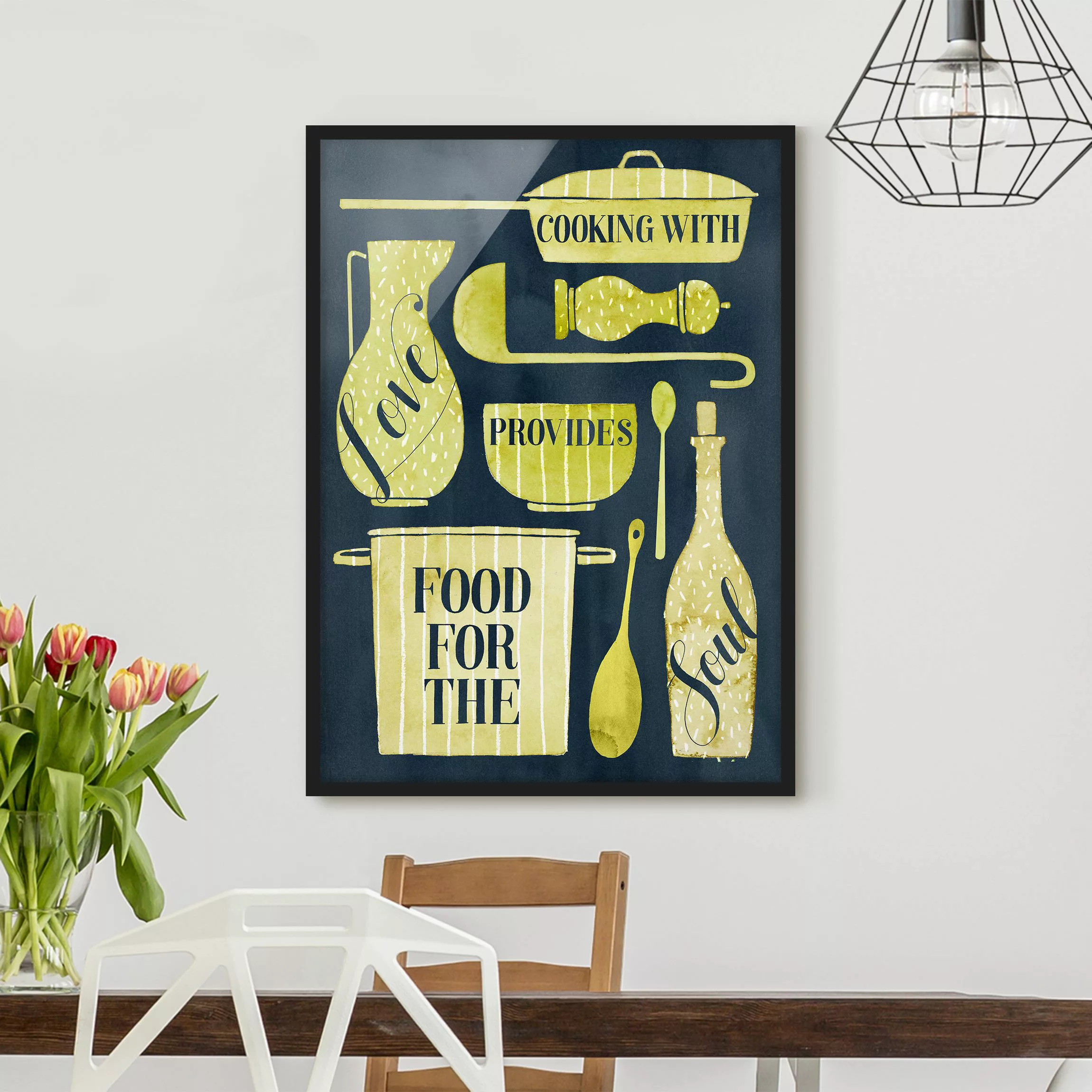 Bild mit Rahmen Küche - Hochformat Seelennahrung - Mit Liebe günstig online kaufen