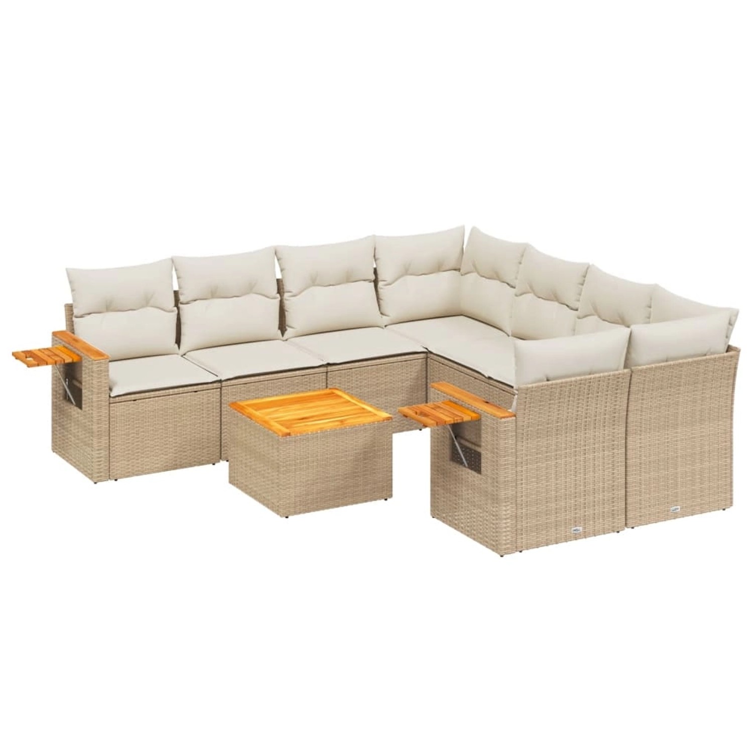 vidaXL 9-Tlg Garten-Sofagarnitur mit Kissen Beige Poly Rattan 3259069 günstig online kaufen