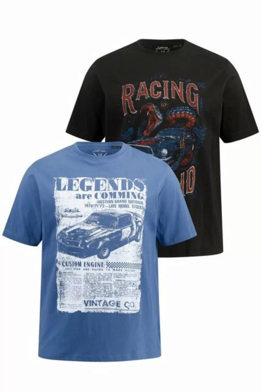 JP1880 T-Shirt T-Shirts 2er-Pack Halbarm Race Print Rundhals günstig online kaufen
