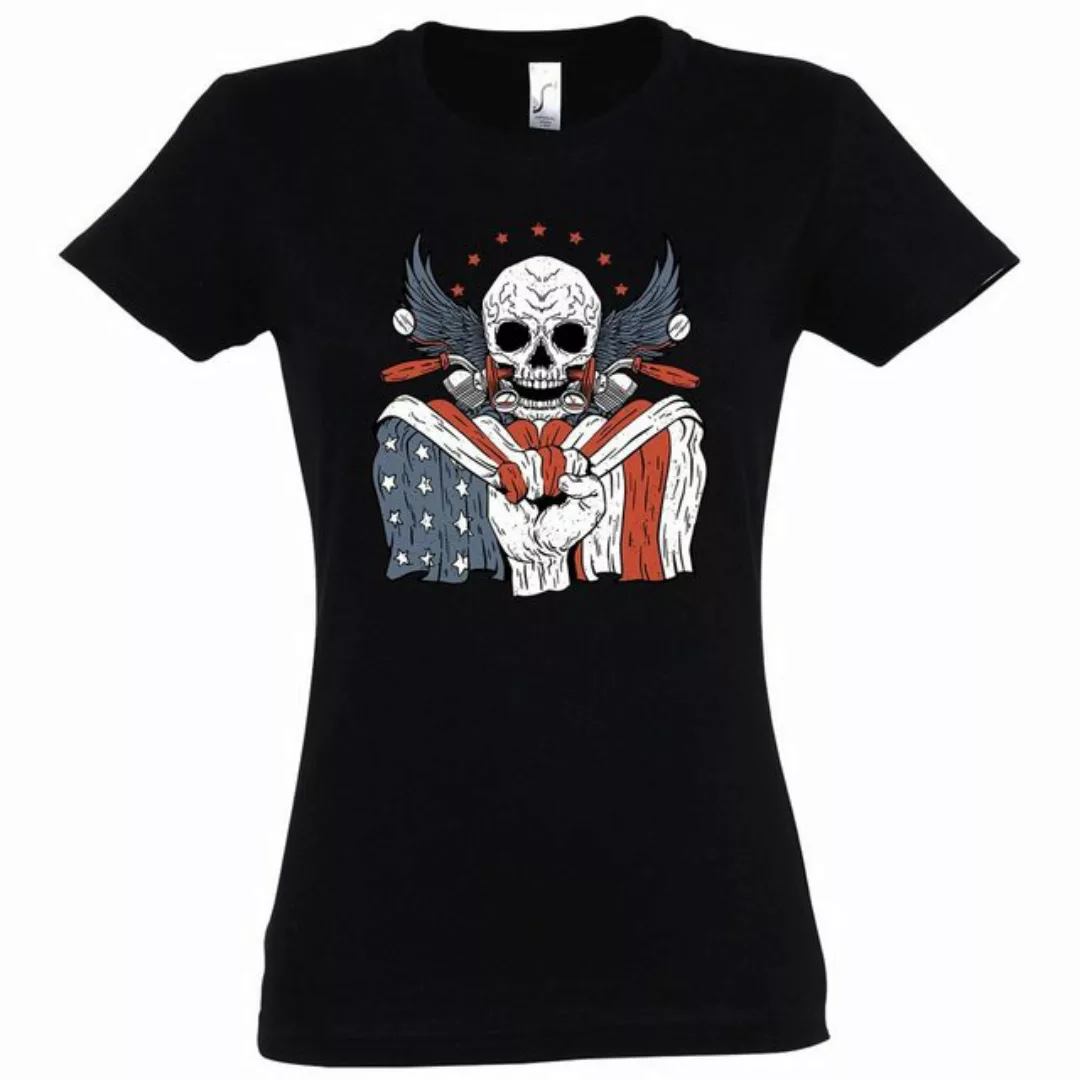Youth Designz T-Shirt USA Biker Skull Damen Shirt mit trendigem Frontprint günstig online kaufen