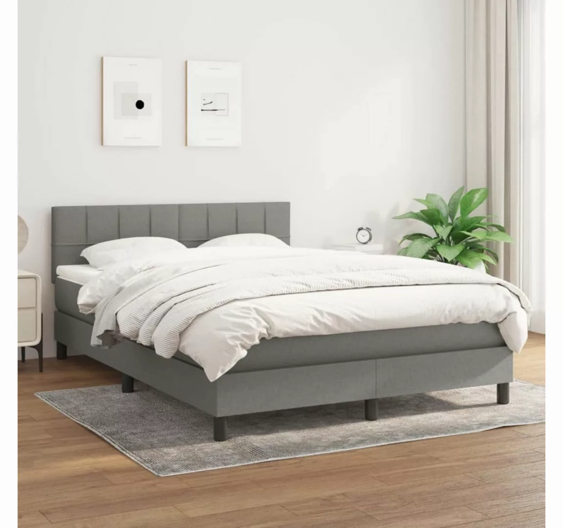 furnicato Bett Boxspringbett mit Matratze Dunkelgrau 140x190 cm Stoff günstig online kaufen