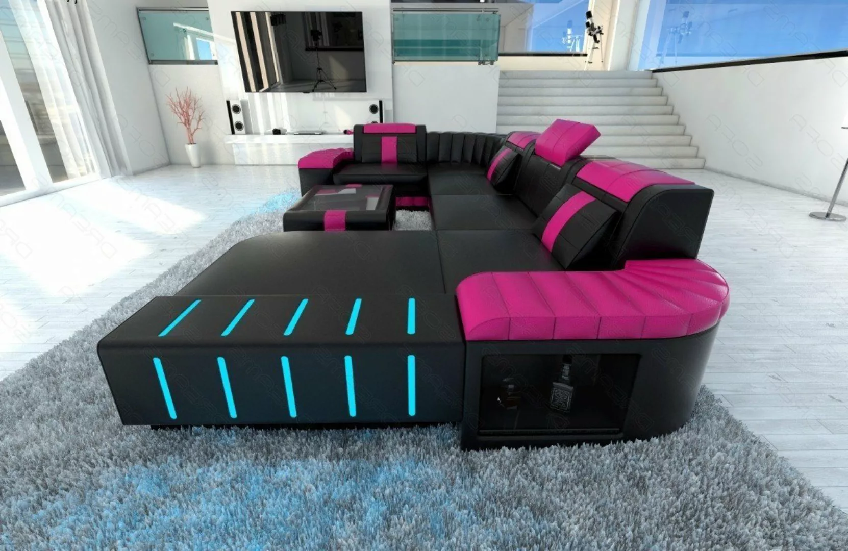 Sofa Dreams Wohnlandschaft Ledersofa Bellagio U Form Mini, Designersofa, So günstig online kaufen