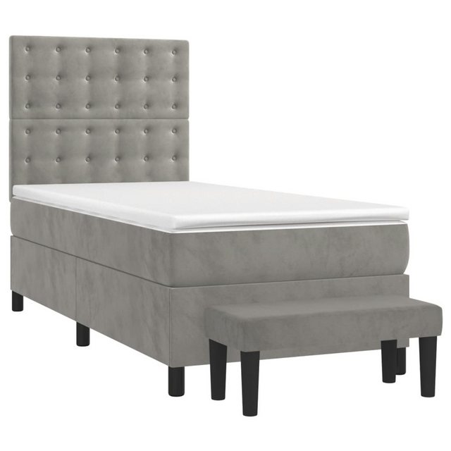 vidaXL Boxspringbett Boxspringbett mit Matratze Hellgrau 90x200 cm Samt Bet günstig online kaufen