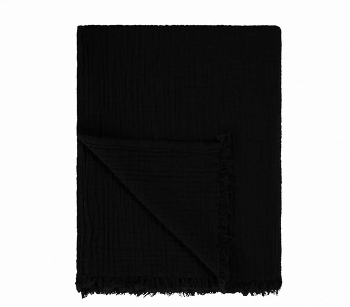 Wohndecke Musselin Wohndecke in Schwarz, Sandiik günstig online kaufen