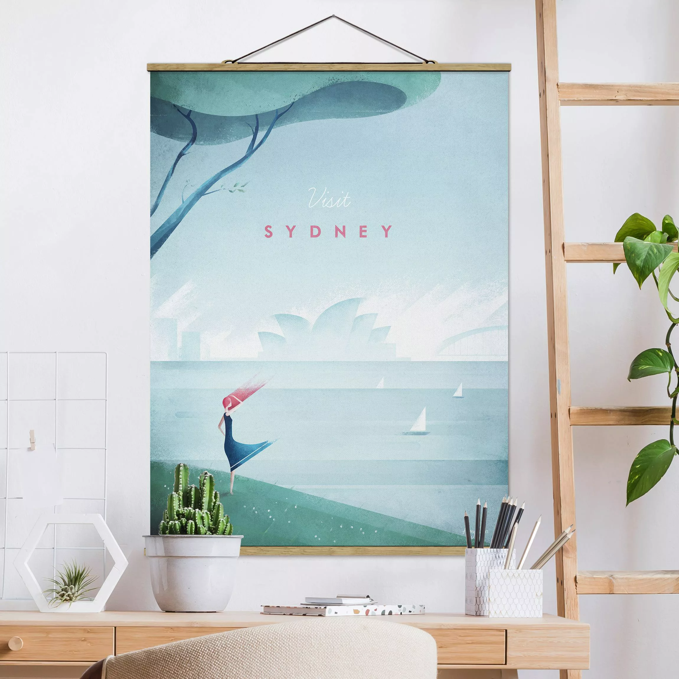 Stoffbild mit Posterleisten - Hochformat Reiseposter - Sidney günstig online kaufen