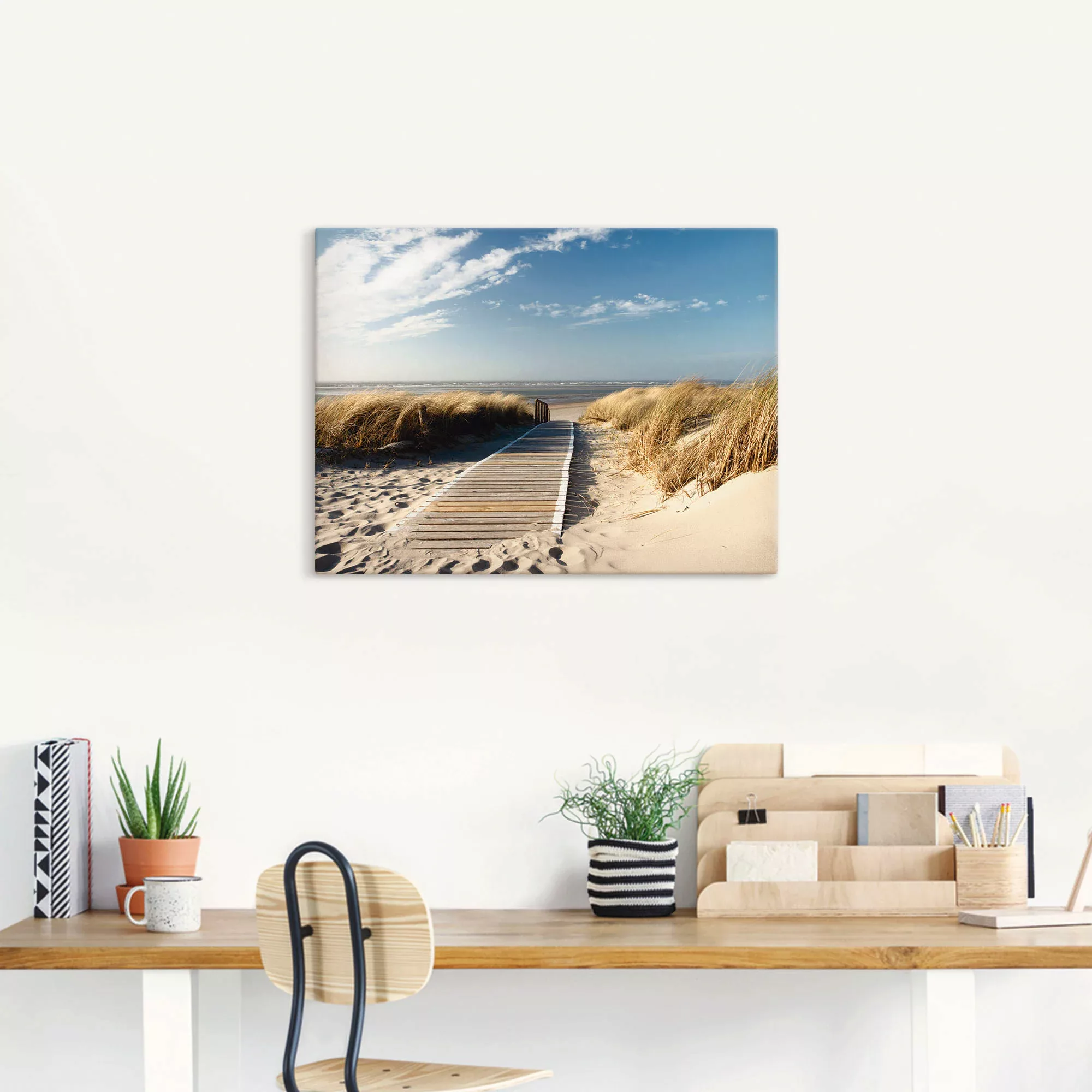 Artland Wandbild »Nordseestrand auf Langeoog - Steg«, Strand, (1 St.) günstig online kaufen