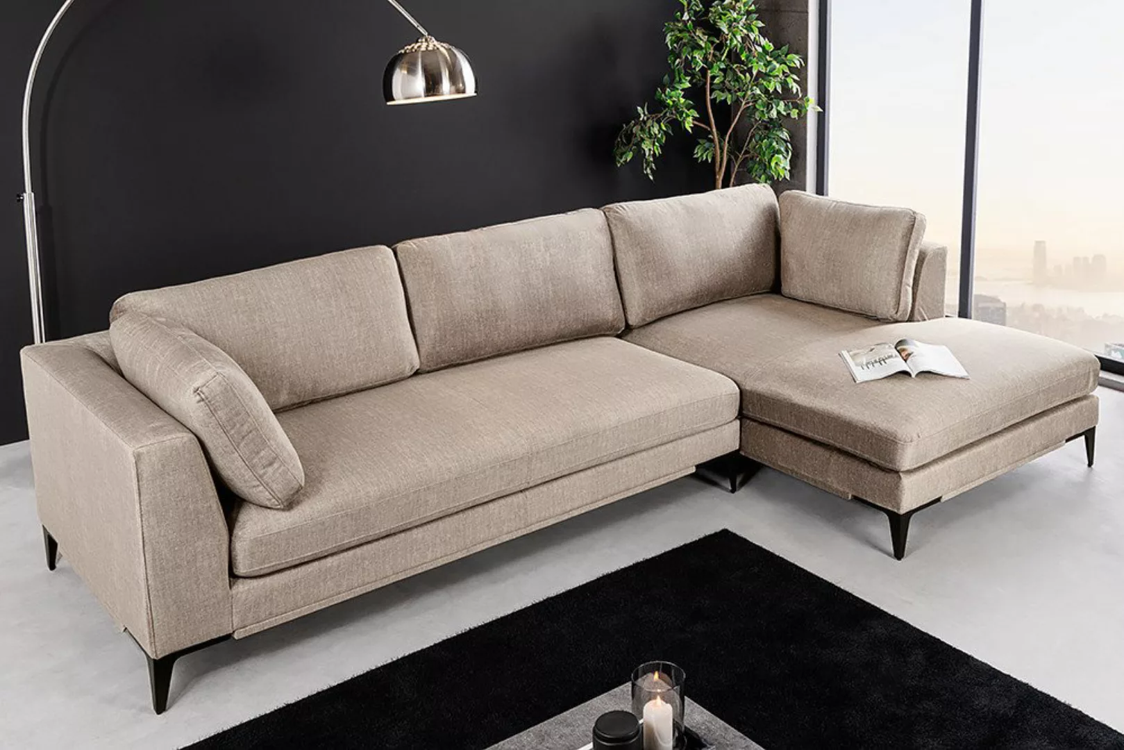 riess-ambiente Ecksofa SIGNUM 315cm taupe · XXL-Eckcouch mit Samt-Bezug & N günstig online kaufen