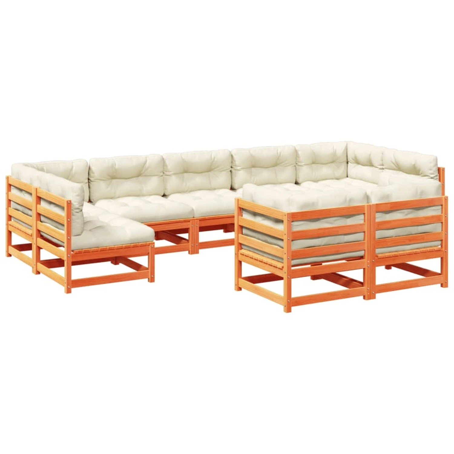 vidaXL 9-Tlg Garten-Sofagarnitur mit Kissen Wachsbraun Kiefernholz 3299630 günstig online kaufen