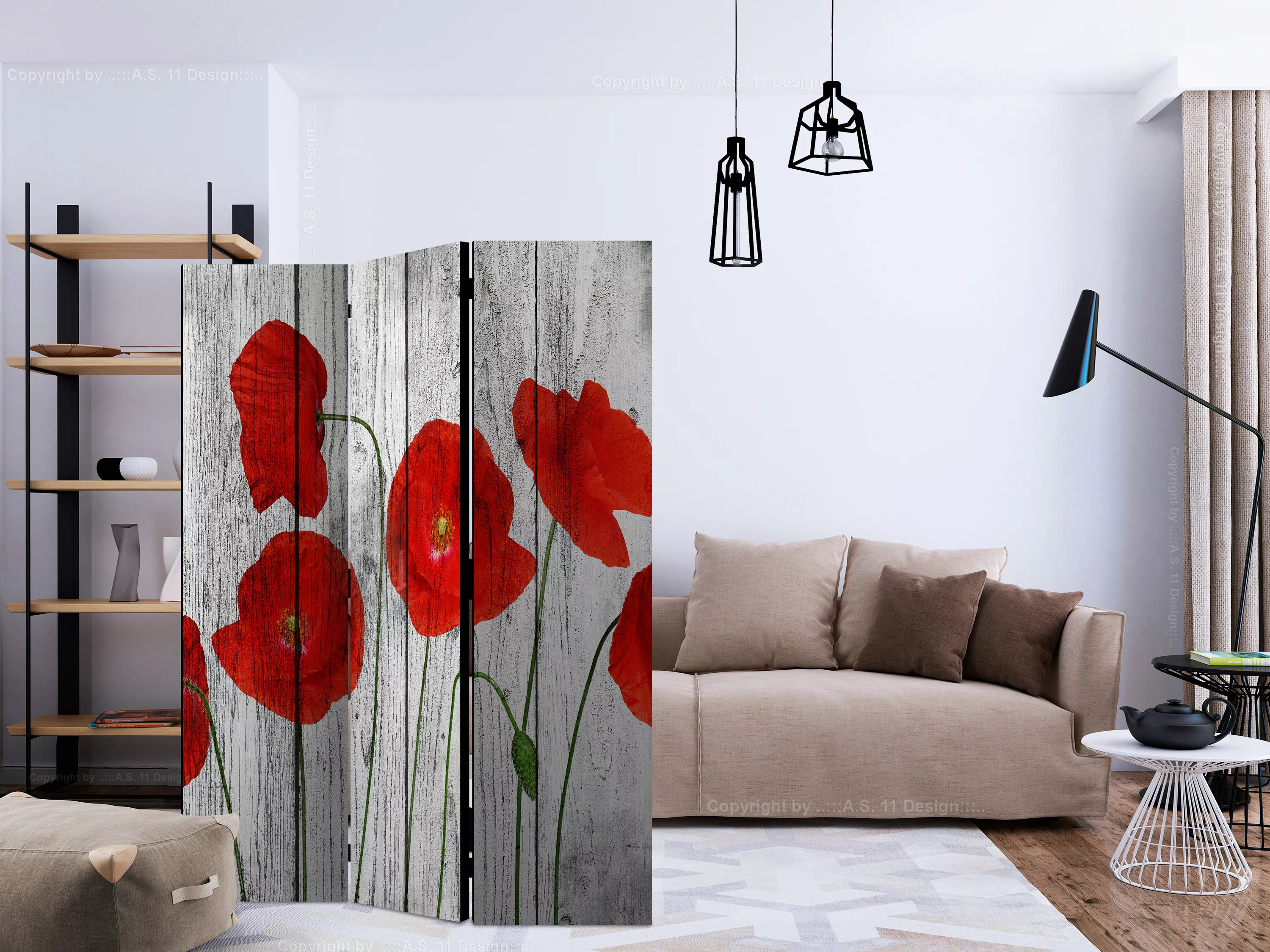 3-teiliges Paravent - Tale Of Red Poppies [room Dividers] günstig online kaufen