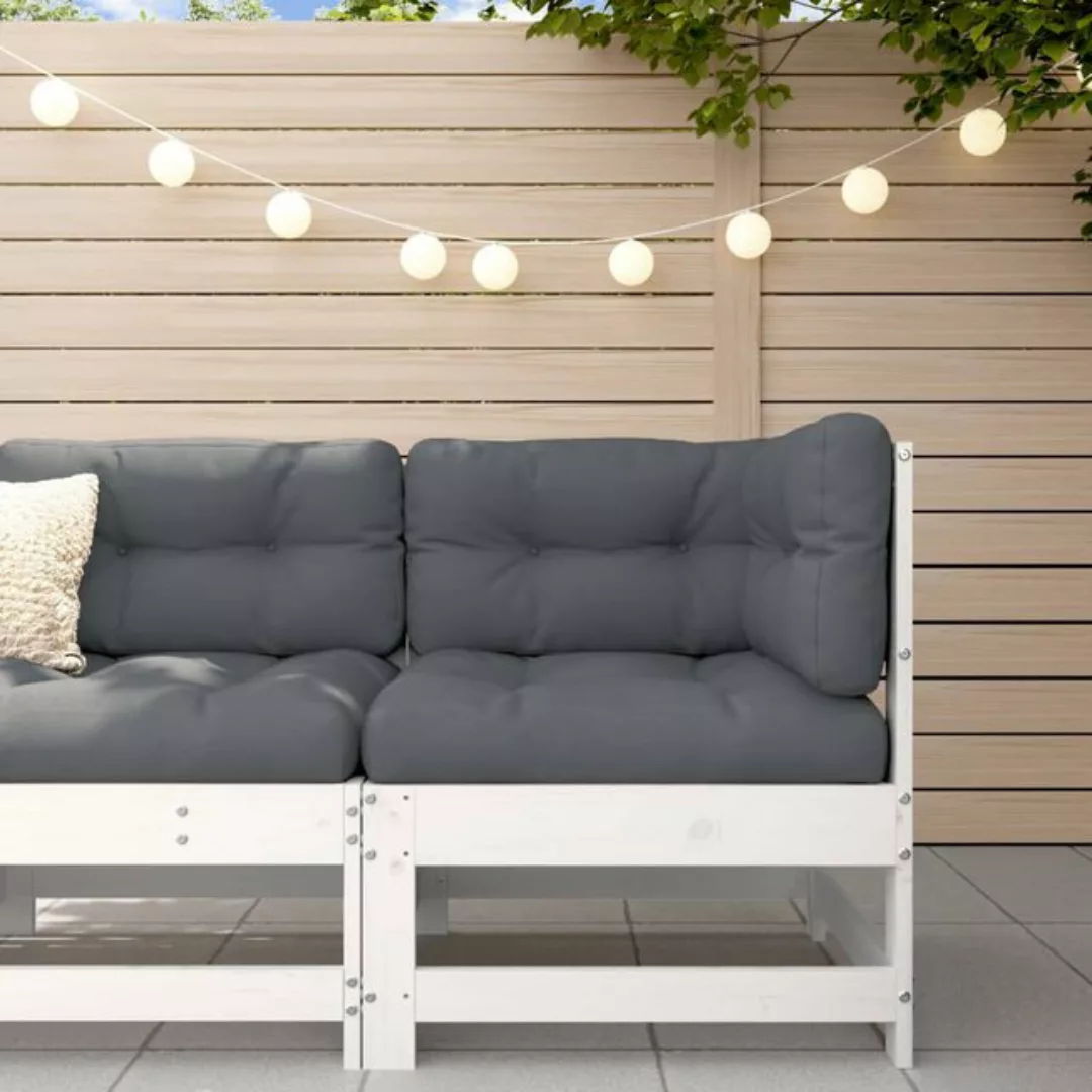 vidaXL Ecksofa Garten-Ecksofa Weiß Massivholz Kiefer günstig online kaufen