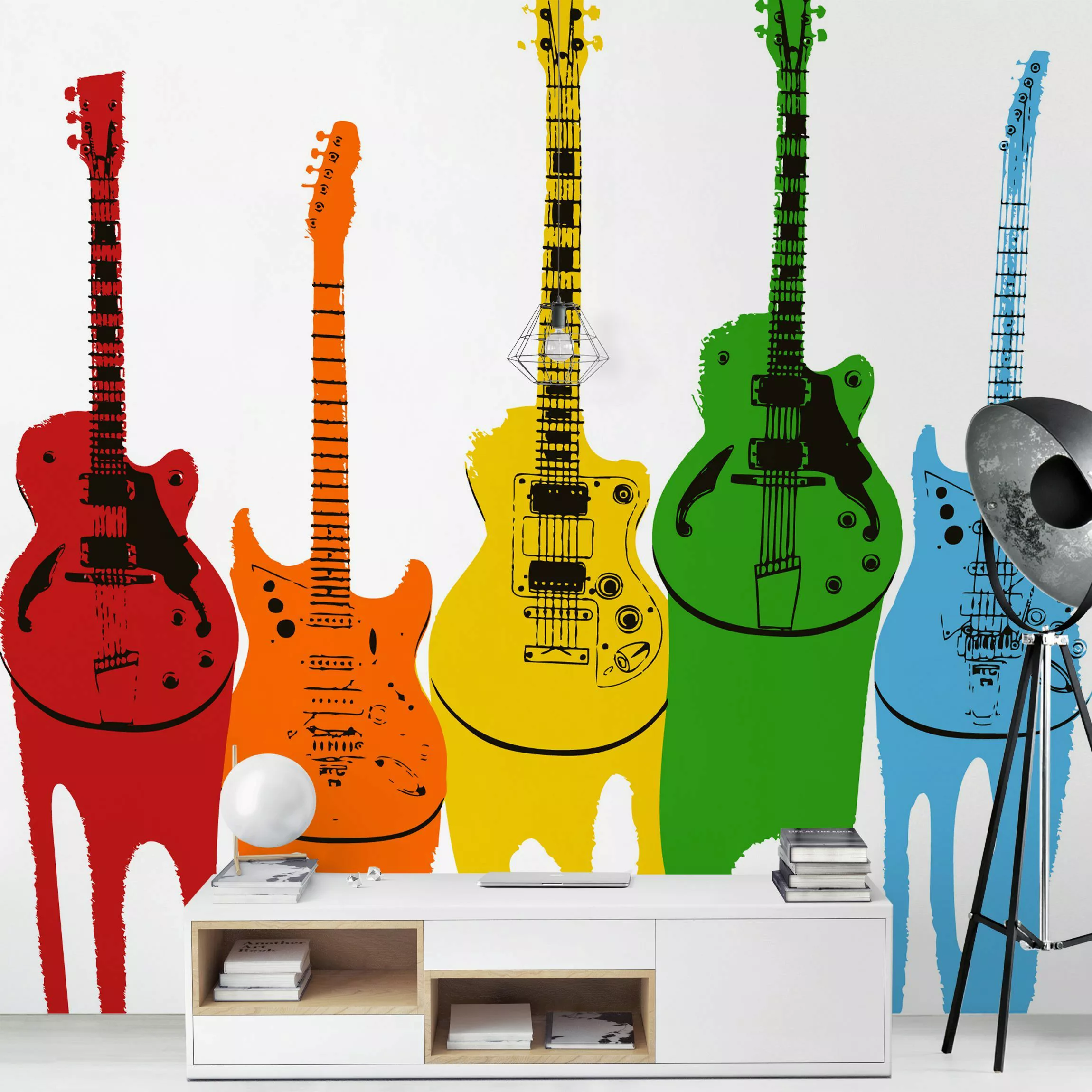 Bilderwelten Kindertapete No.472 Retro Guitars bunt Gr. 192 x 192 günstig online kaufen