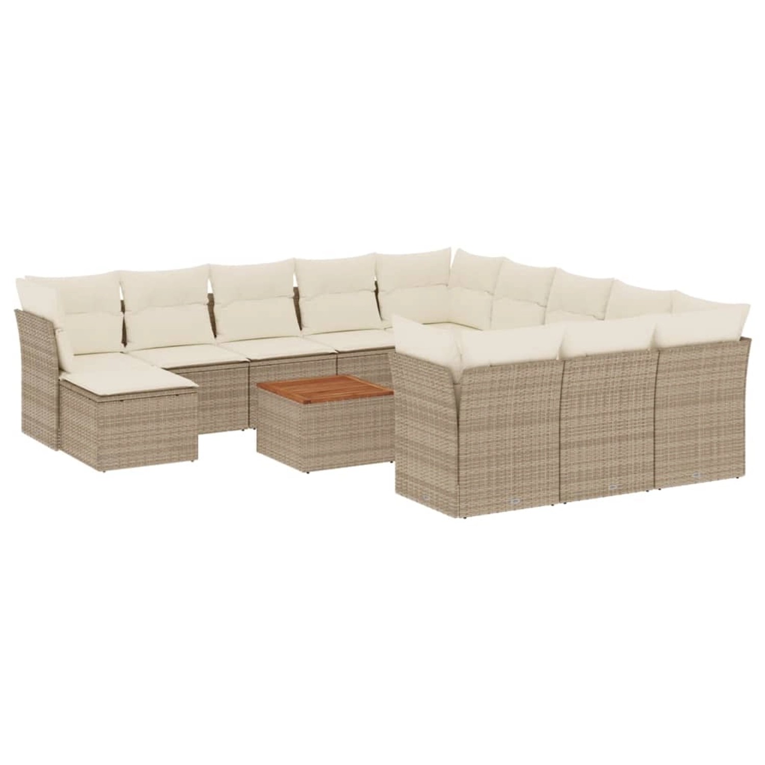 vidaXL 13-Tlg Garten-Sofagarnitur mit Kissen Beige Poly Rattan 3223986 günstig online kaufen