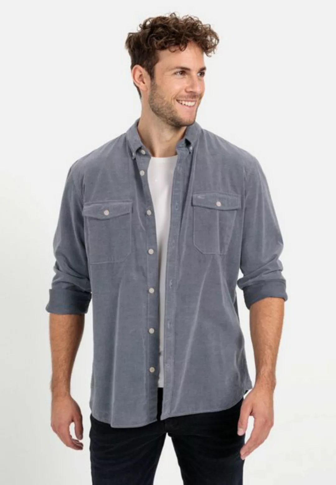 camel active Langarmhemd in Regular Fit aus Cord Button-Down günstig online kaufen