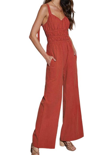 CHENIN 7/8-Overall Sommer Damen Solid Farbe Jumpsuit Rot Sommer Damen Ferie günstig online kaufen