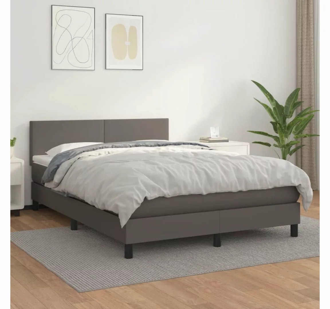 vidaXL Boxspringbett Bett Boxspringbett mit Matratze Kunstleder (140 x 200 günstig online kaufen