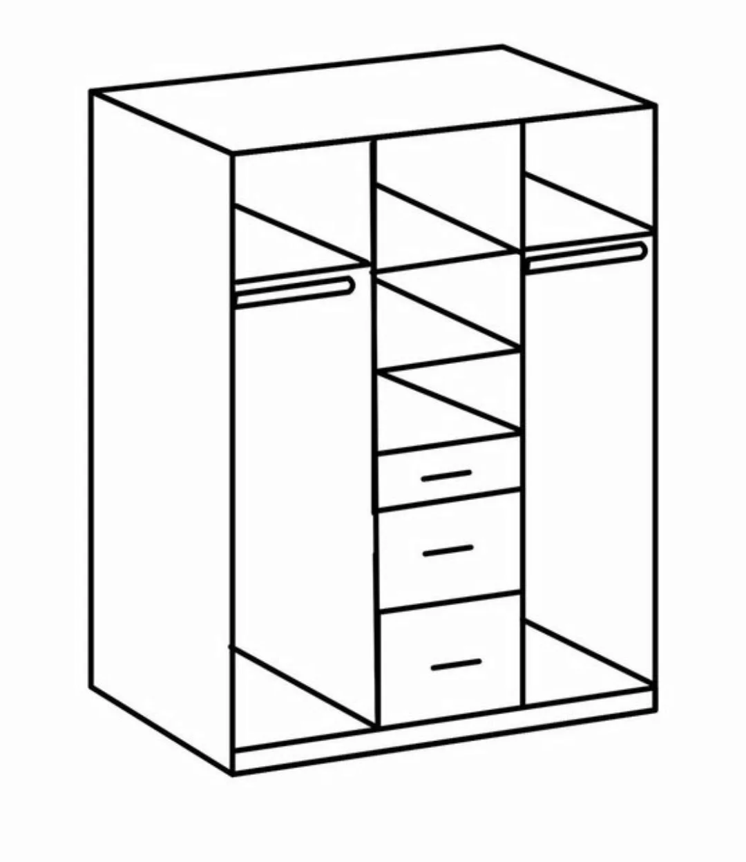 freiraum Kleiderschrank Click (B/H/T: 135x198x58 cm) in Weiß mit 3 Schublad günstig online kaufen