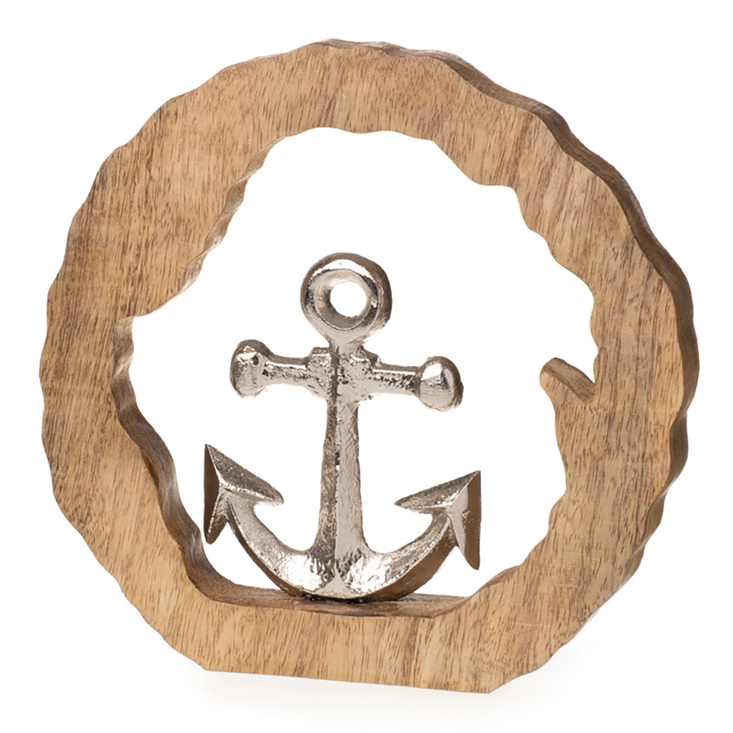 Dekofigur Maritimer Ring mit Anker ca. 20 cm x 4,5 cm x 20 cm Mangoholz günstig online kaufen
