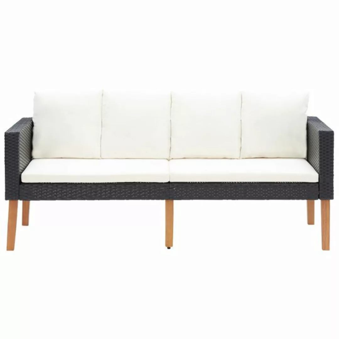 2-sitzer-gartensofa Mit Auflagen Poly Rattan Schwarz günstig online kaufen