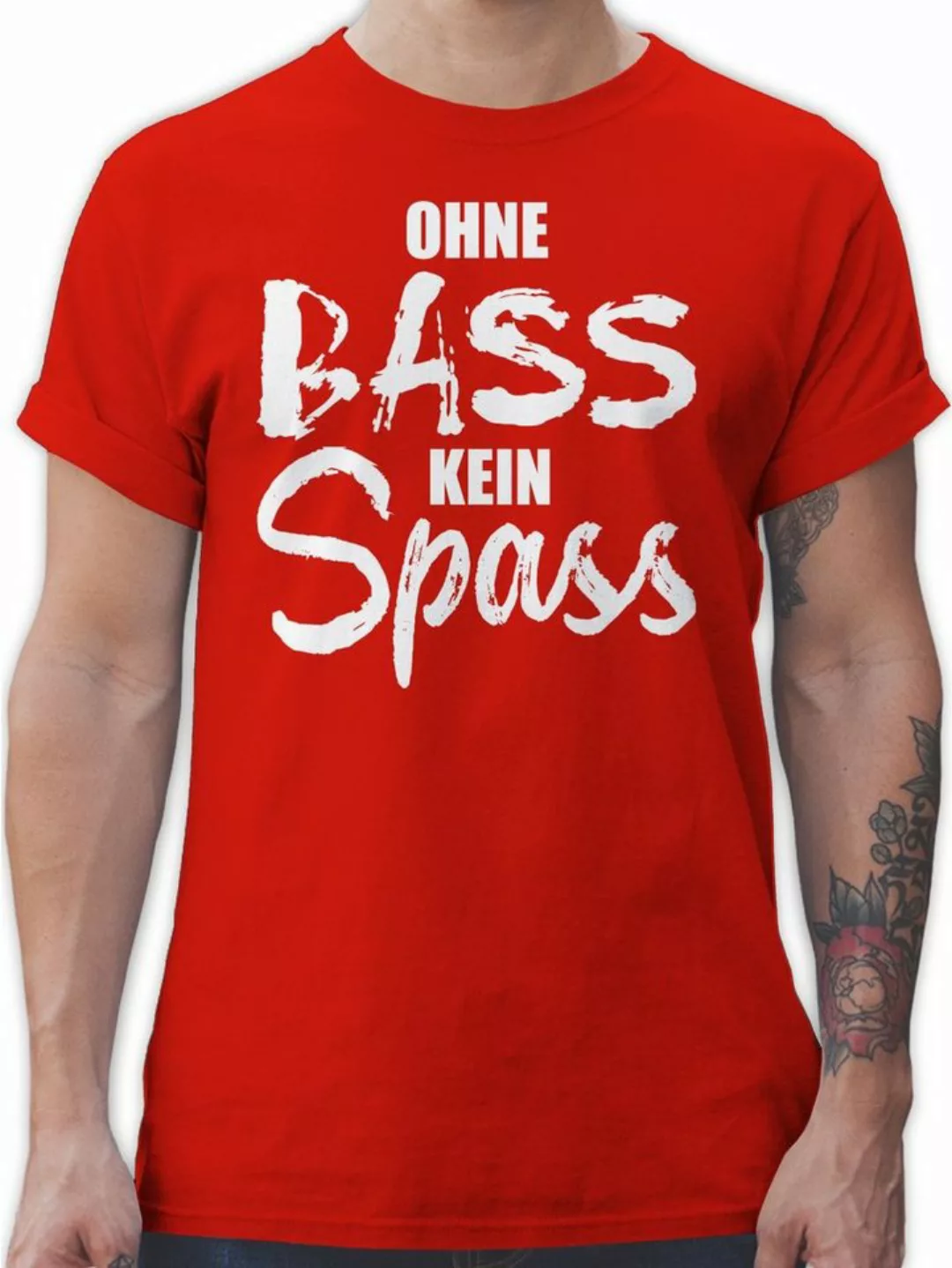 Shirtracer T-Shirt Ohne Bass kein Spass - weiß Festival günstig online kaufen