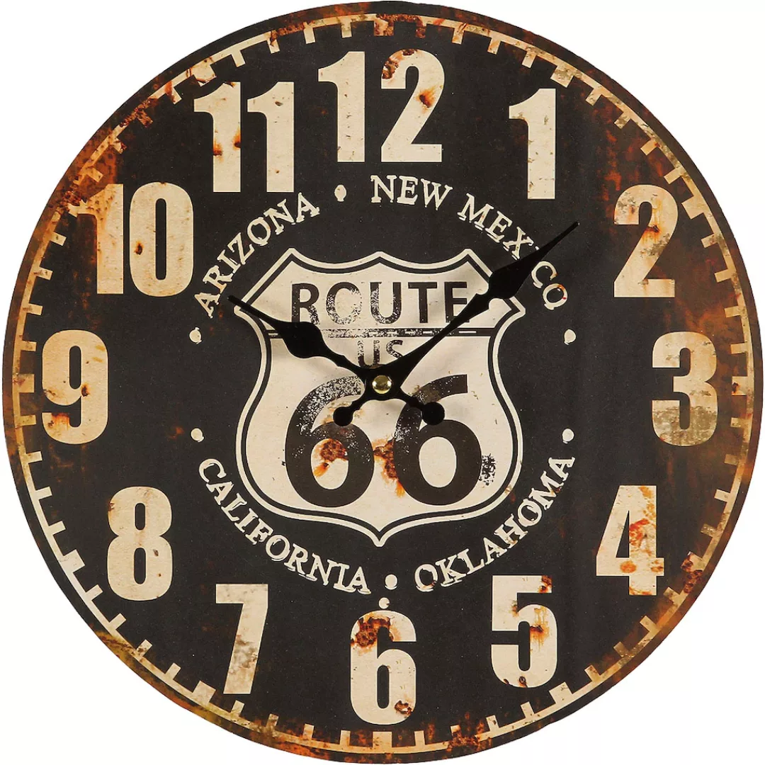 Ambiente Haus Wanduhr "Route 66 Wanduhr 28cm" günstig online kaufen