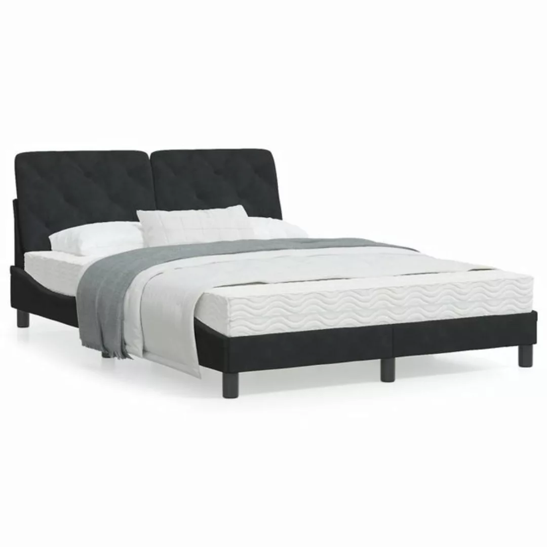 vidaXL Bett Bett mit Matratze Schwarz 140x190 cm Samt günstig online kaufen