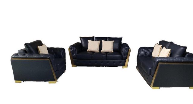 JVmoebel Chesterfield-Sofa Chesterfield Sofa Couch Set 3+2+1 Leder Couchen günstig online kaufen