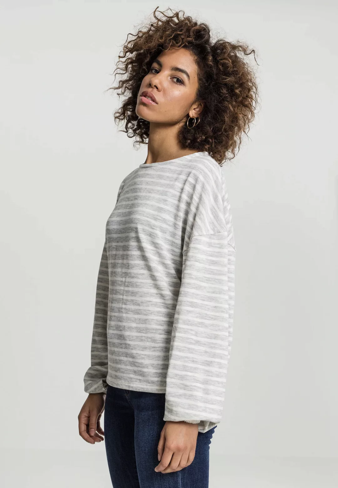 URBAN CLASSICS Sweater "Urban Classics Damen Ladies Oversize Stripe Pullove günstig online kaufen