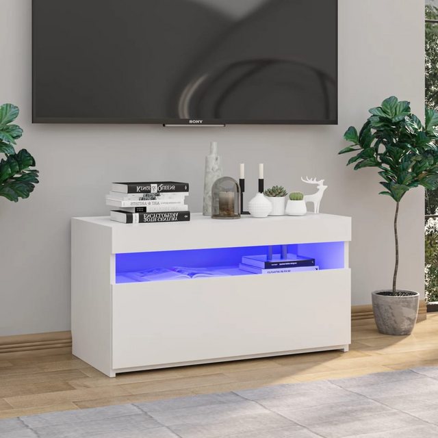 vidaXL TV-Schrank TV-Schrank mit LED-Leuchten Weiß 75x35x40 cm Lowboard günstig online kaufen