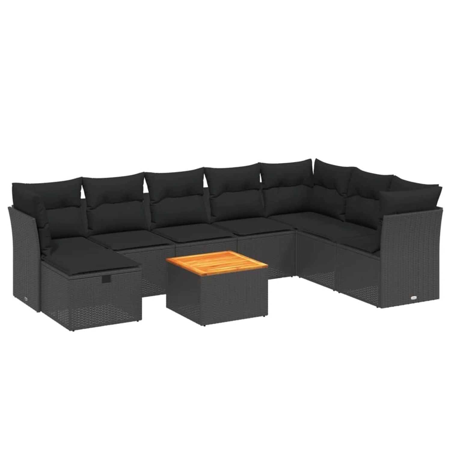 vidaXL 9-tlg Garten-Sofagarnitur mit Kissen Schwarz Poly Rattan Modell 108 günstig online kaufen