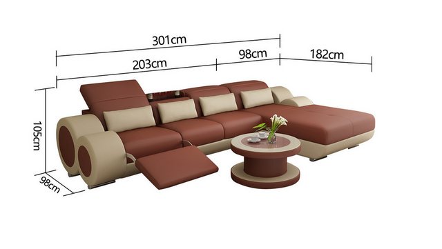 JVmoebel Ecksofa Ledersofa + USB Sofagarnitur Neu Ecksofa Eck Garnitur Desi günstig online kaufen