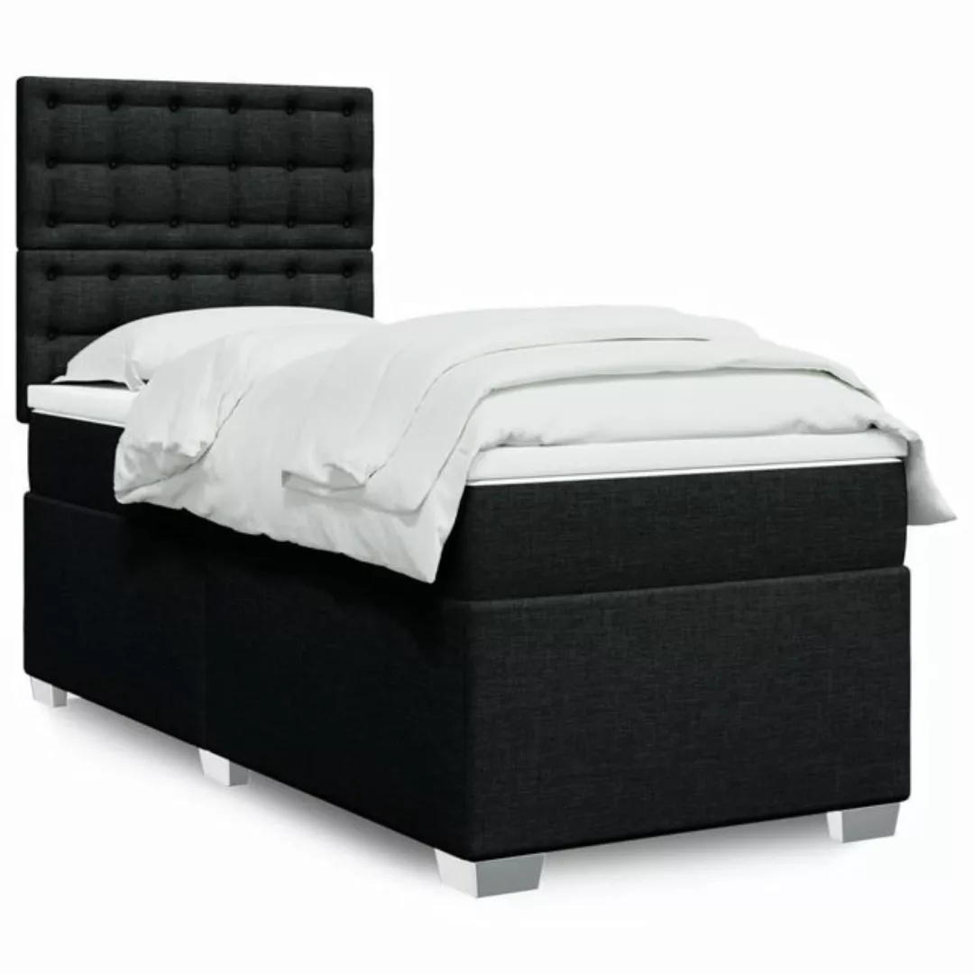 vidaXL Boxspringbett, Boxspringbett mit Matratze Schwarz 90x200 cm Stoff günstig online kaufen