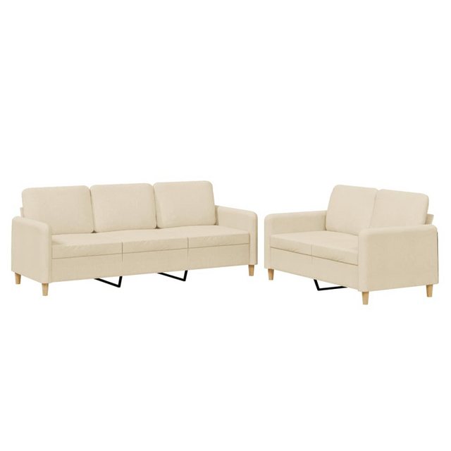 vidaXL Sofa, 2-tlg. Sofagarnitur mit Kissen Creme Stoff günstig online kaufen