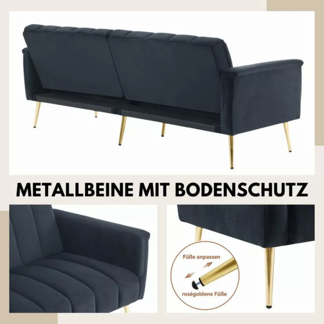 SeedWave Schlafsofa 3-Sitzer Sofa mit Schlaffunktion, Samt-Klappsofa, verst günstig online kaufen