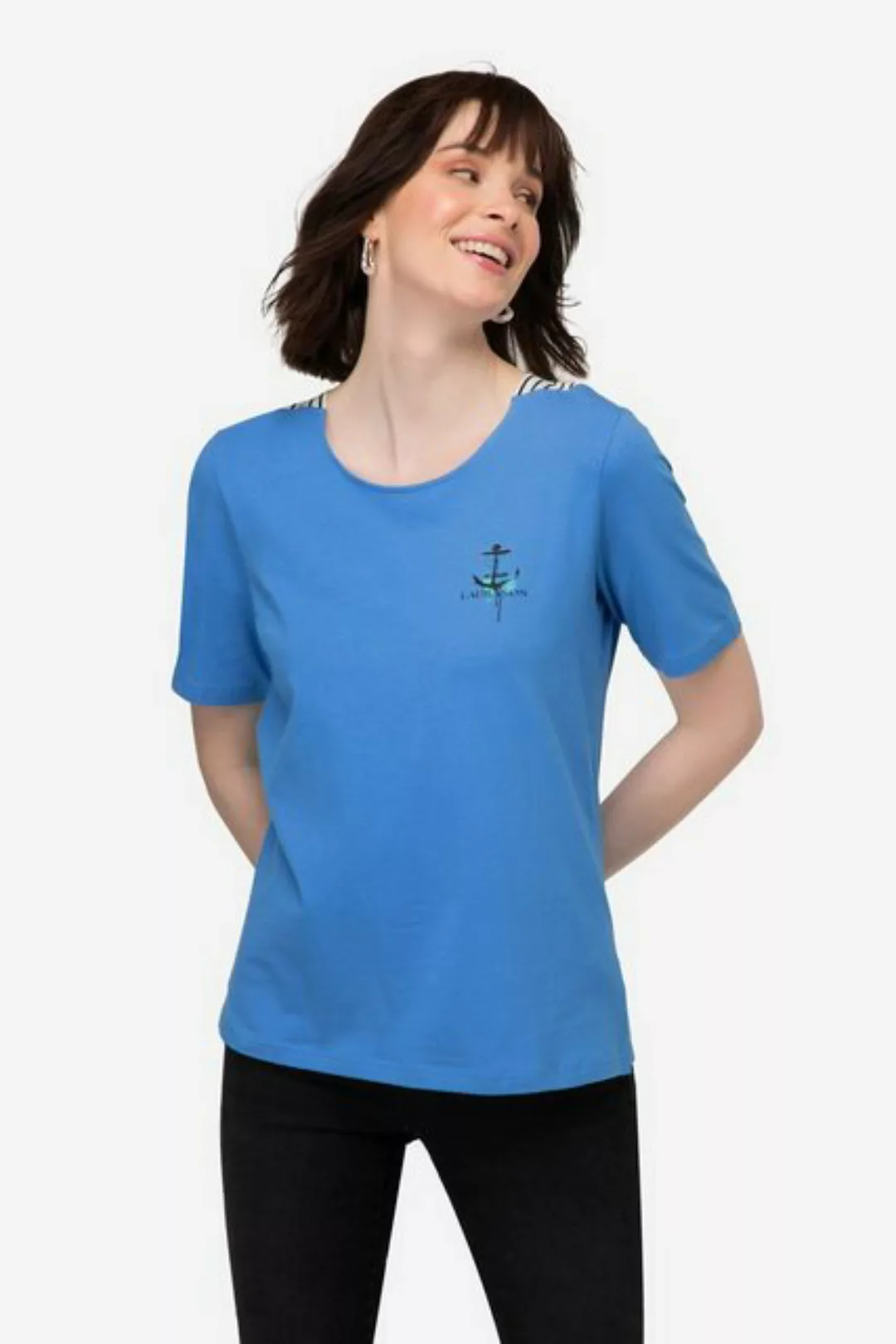 Laurasøn Rundhalsshirt T-Shirt U-Boot-Ausschnitt mit seitlichen Einsätzen günstig online kaufen
