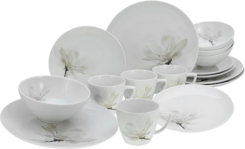 CreaTable Kombiservice »Home Magnolie«, (Set, 16 tlg.), Dekor mit Magnolien günstig online kaufen