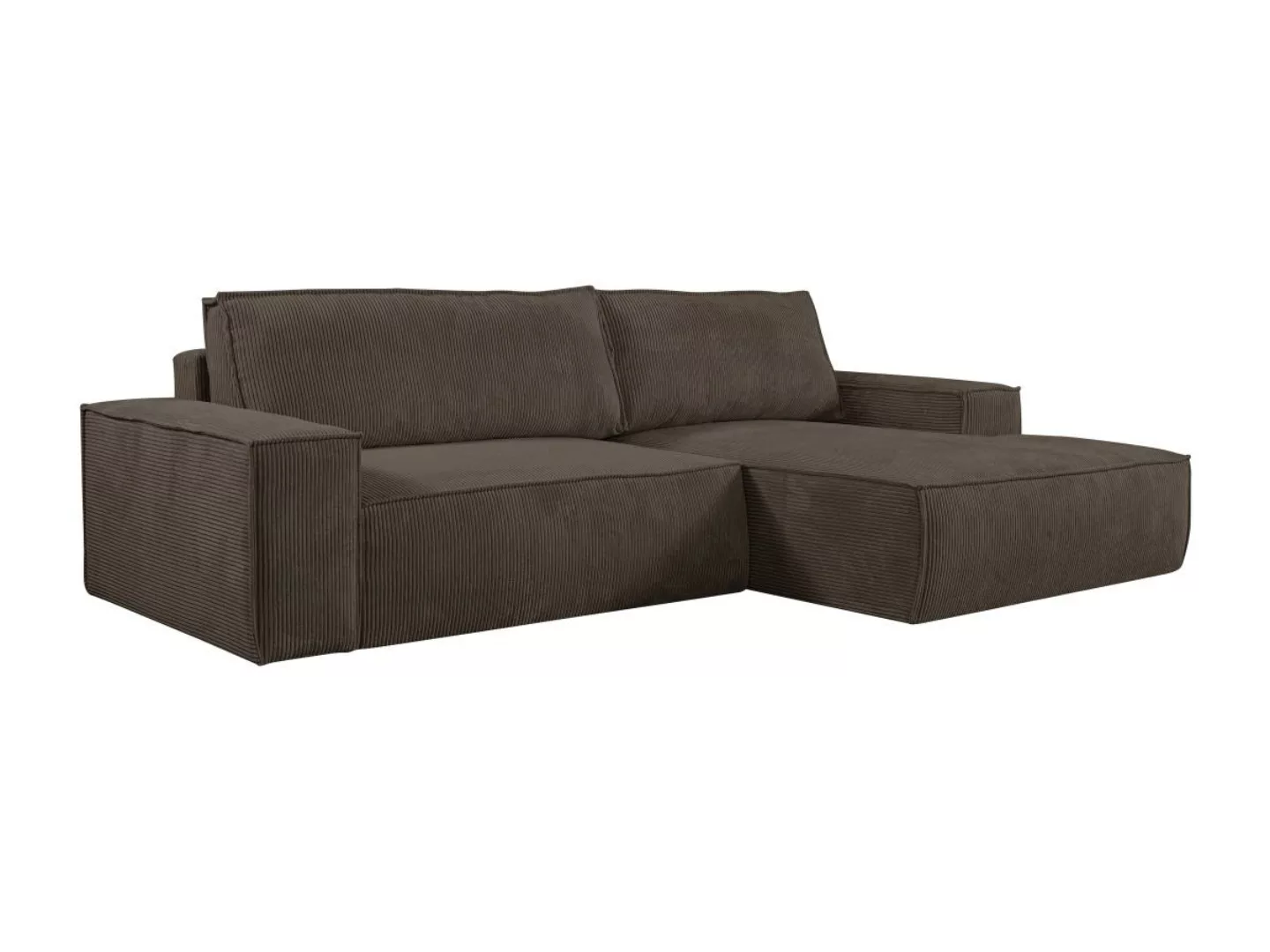 Ecksofa mit Schlaffunktion - Ecke Rechts - Kord - Braun - AMELIA günstig online kaufen