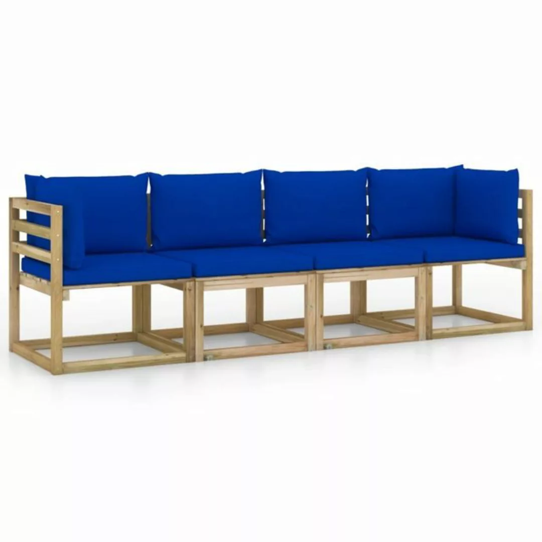 furnicato Loungesofa Gartensofa 4-Sitzer mit Kissen in Blau günstig online kaufen